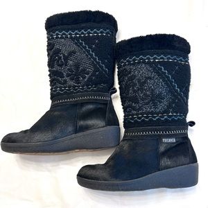 Tecnica Aprés Ski Boots Black Fur Embroidered 39